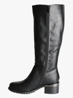 Gian Marco Venturi Stivali donna minimal in ecopelle con tacco largo - nero