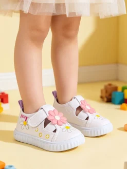 Giardino D'Oro Sandali chiusi da bambina con cinturino a strappo - bianco