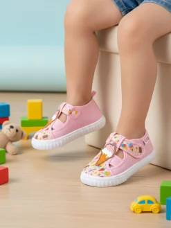 Giardino D'Oro Sandali chiusi da bambina con cinturino a strappo - rosa