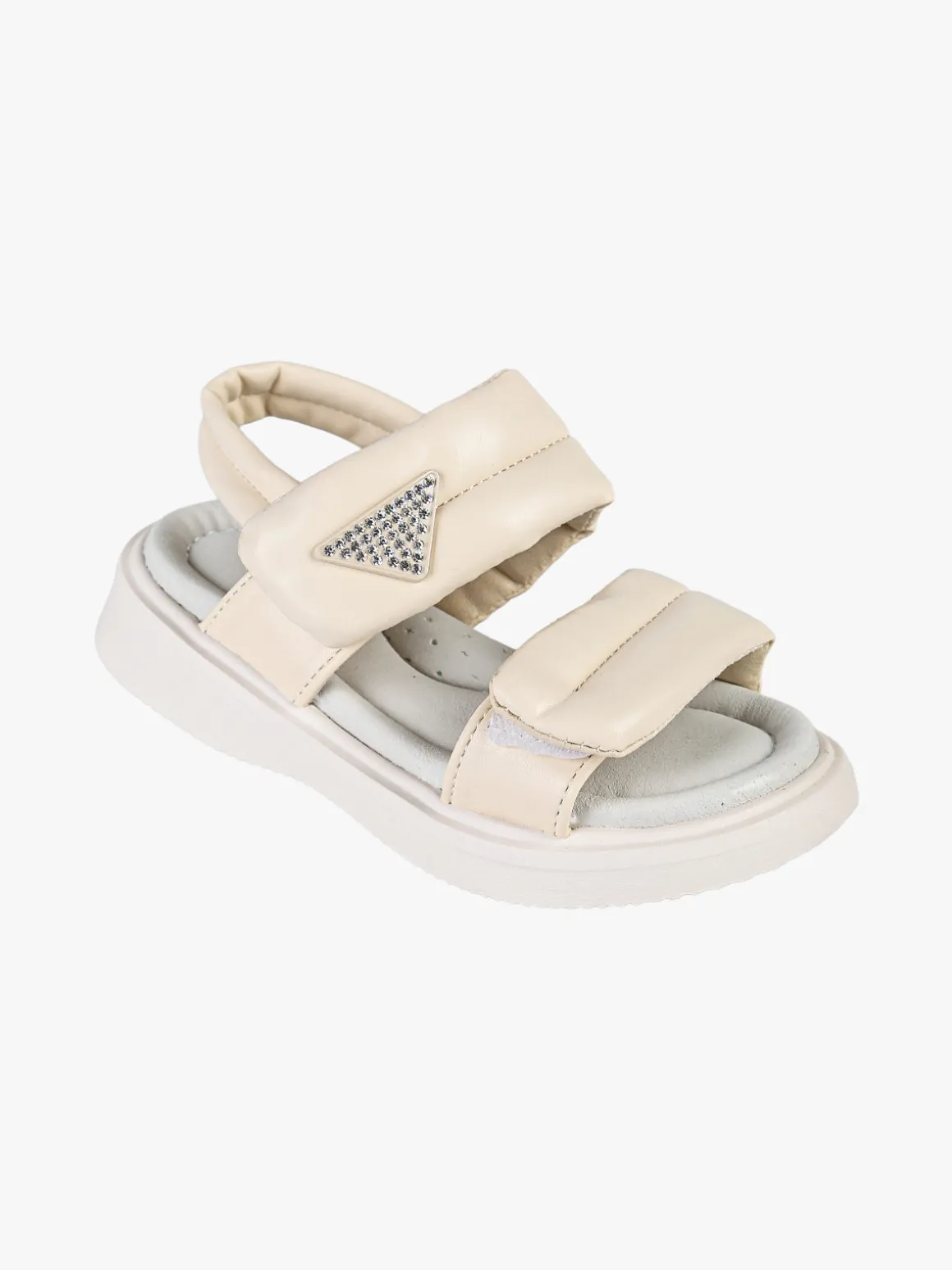 Giardino D'Oro Sandali da bambina con strappi e dettaglio strass - beige
