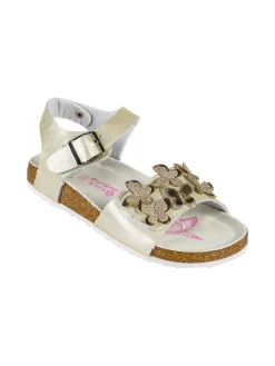 Giardino D'Oro Sandali da ragazza con fibbia e cinturino a strappo - beige