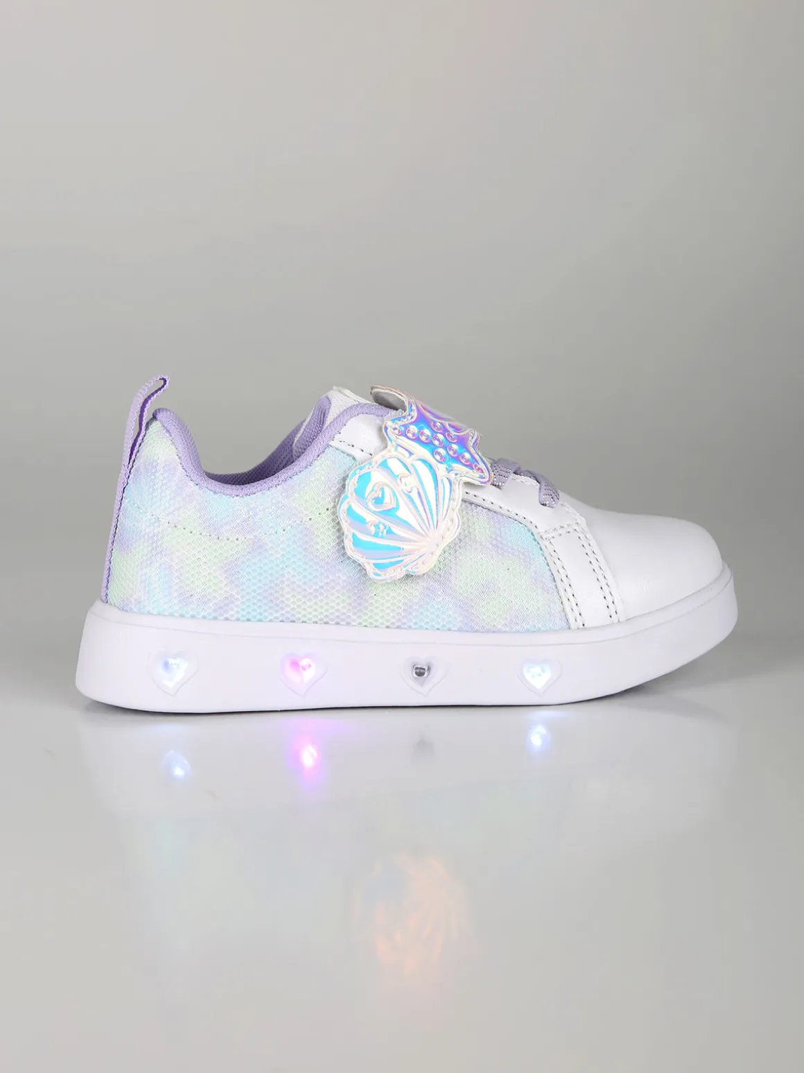 Giardino D'Oro Sneakers da bambina basse con strappo e luci - bianco