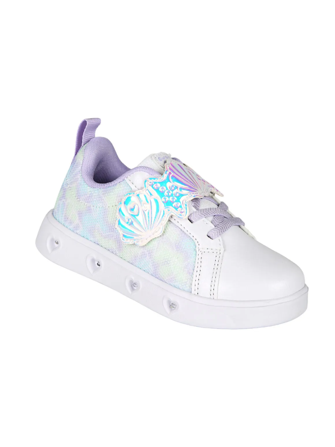 Giardino D'Oro Sneakers da bambina basse con strappo e luci - bianco