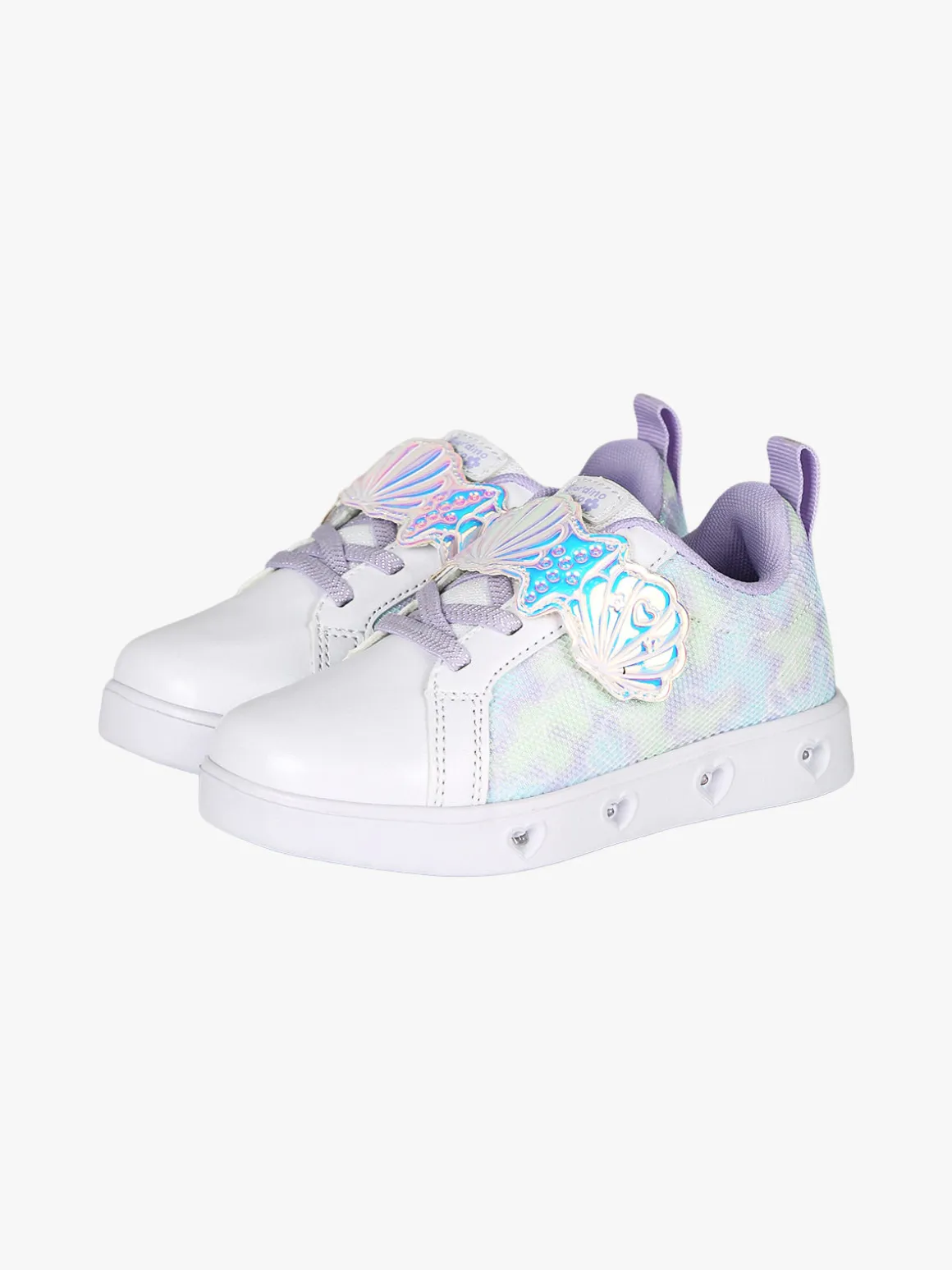 Giardino D'Oro Sneakers da bambina basse con strappo e luci - bianco