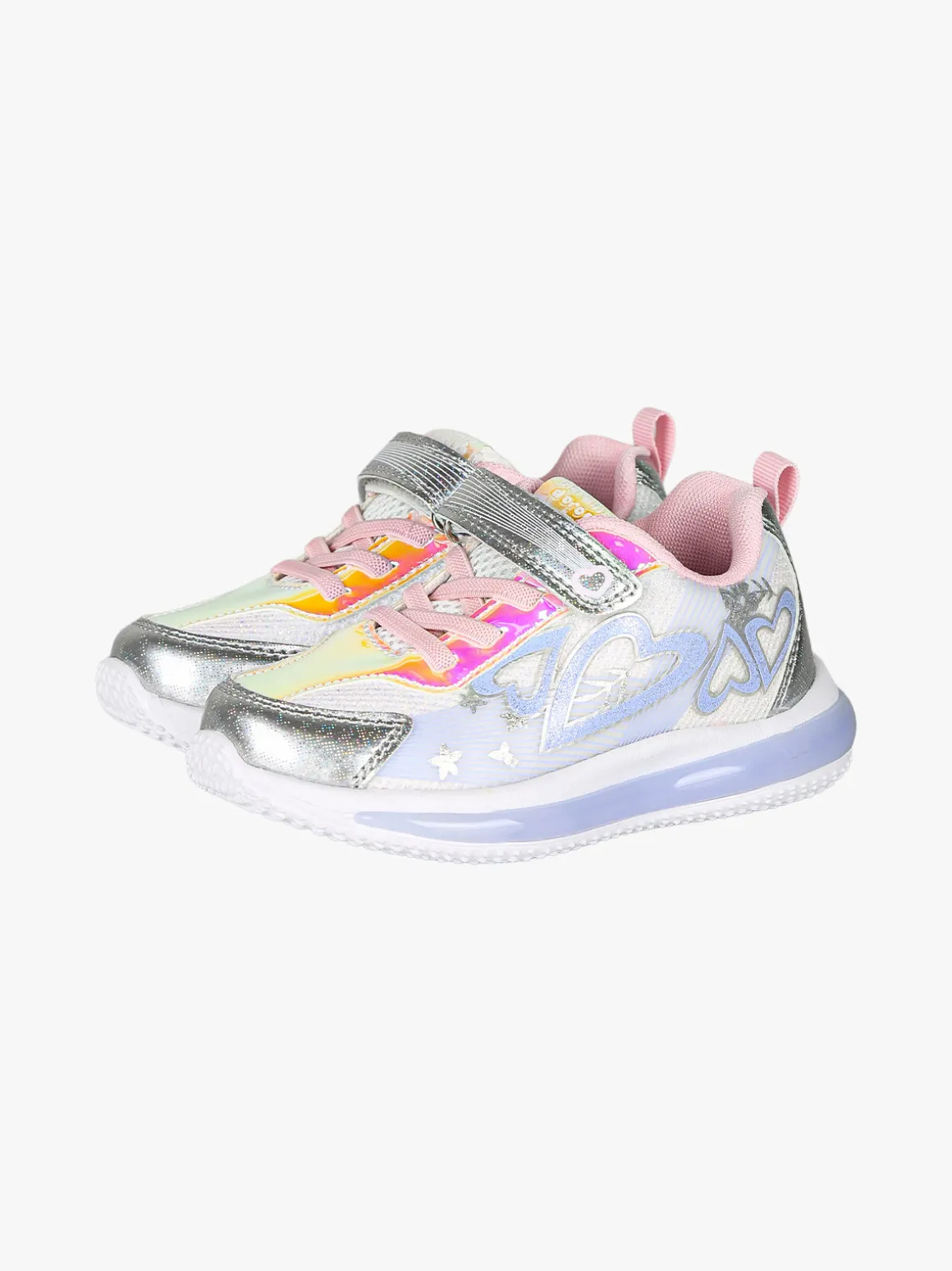 Giardino D'Oro Sneakers da bambina con luci e cinturino a strappo - bianco