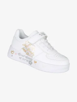 Giardino D'Oro Sneakers da ragazza con luci e cinturino a strappo - bianco
