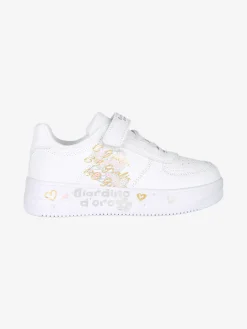 Giardino D'Oro Sneakers da ragazza con luci e cinturino a strappo - bianco