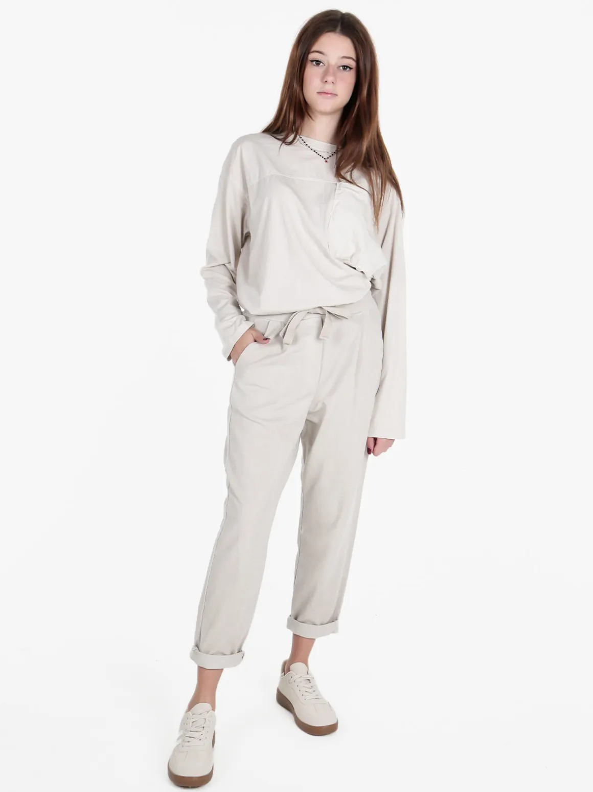 Gioya T-shirt donna oversize a maniche lunghe in cotone