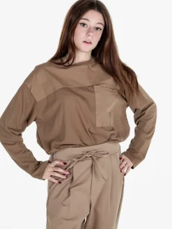 Gioya T-shirt donna oversize a maniche lunghe in cotone