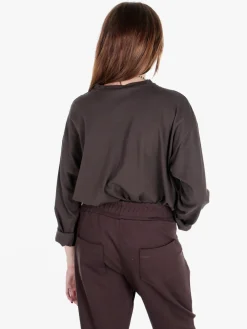 Gioya T-shirt donna oversize a maniche lunghe in cotone