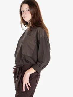 Gioya T-shirt donna oversize a maniche lunghe in cotone