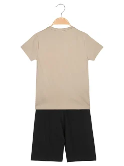 Givova Completo corto da bambino in cotone con t-shirt orsacchiotto e bermuda - sabbia