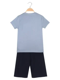 Givova Completo corto da bambino in cotone con t-shirt e bermuda - azzurro