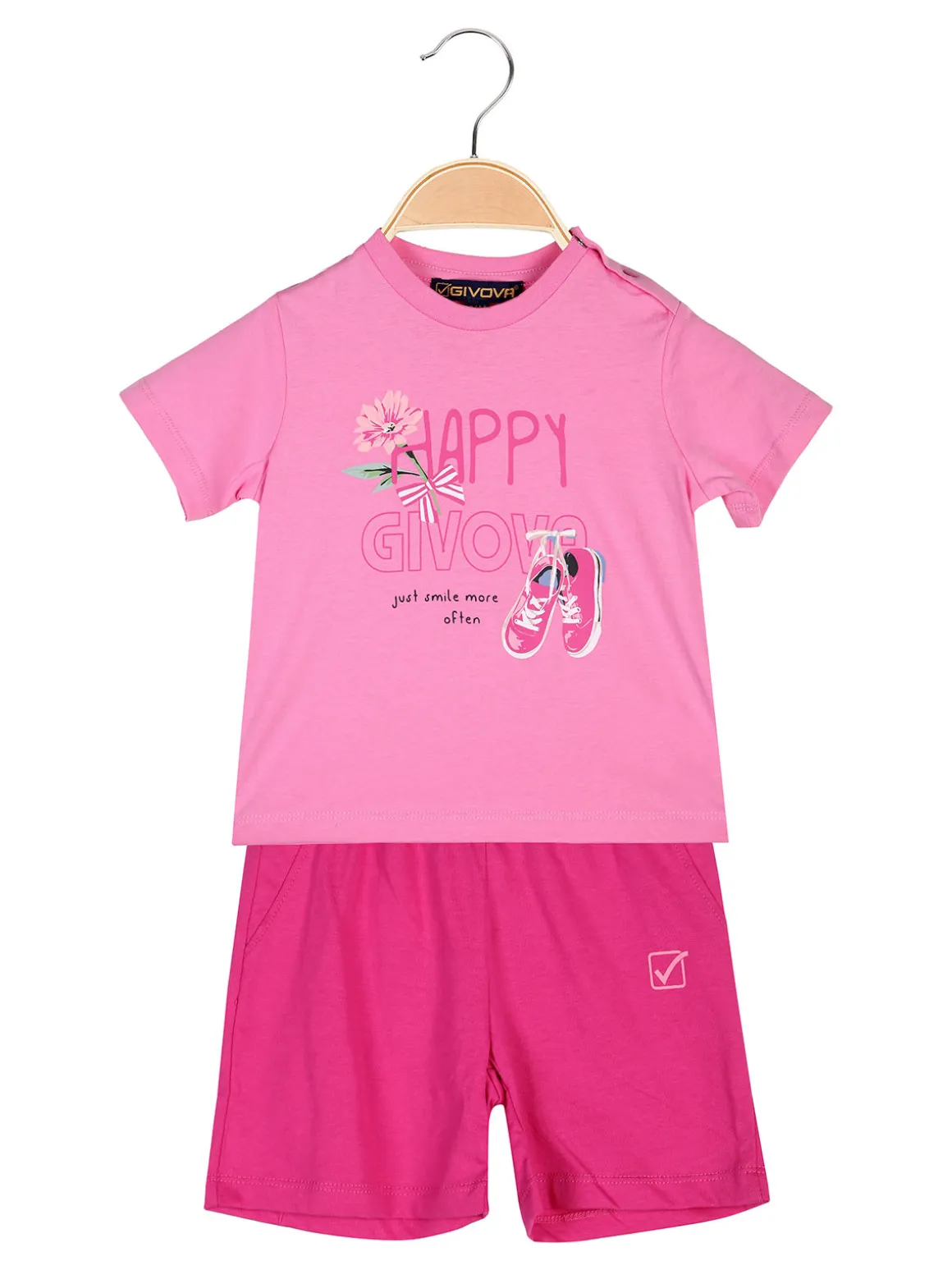Givova Completo corto da neonata con t-shirt e shorts - rosa