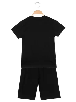 Givova Completo corto da ragazzo in cotone con t-shirt logo e bermuda - nero