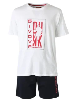 Givova Completo corto da uomo in cotone con logo - bianco