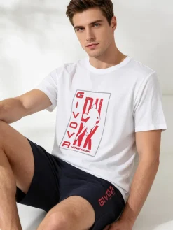 Givova Completo corto da uomo in cotone con logo - bianco