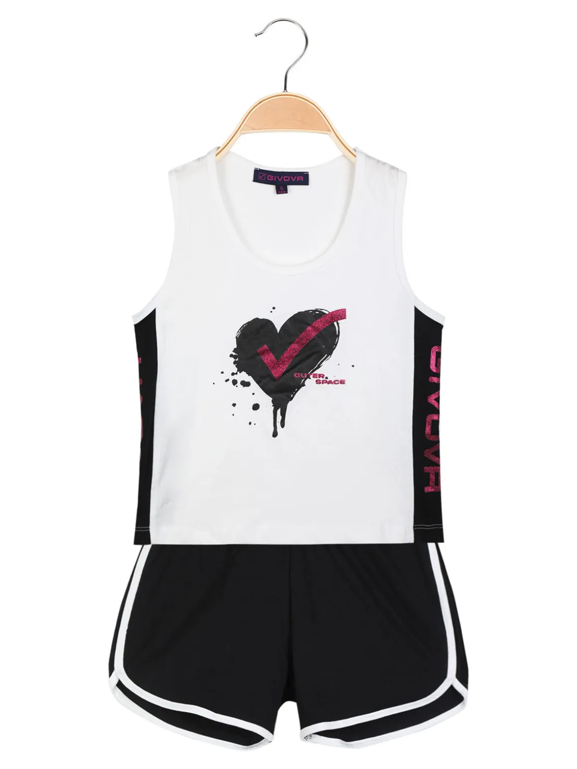 Givova Completo corto sportivo 2 pezzi da bambina con glitter