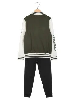 Givova Completo felpa college da bambino 2 pezzi con bottoni - militare
