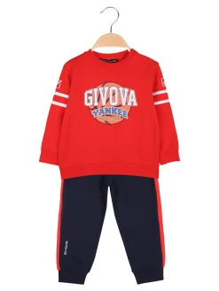 Givova Completo 2 pezzi da neonato con felpa e pantaloni tuta - rosso