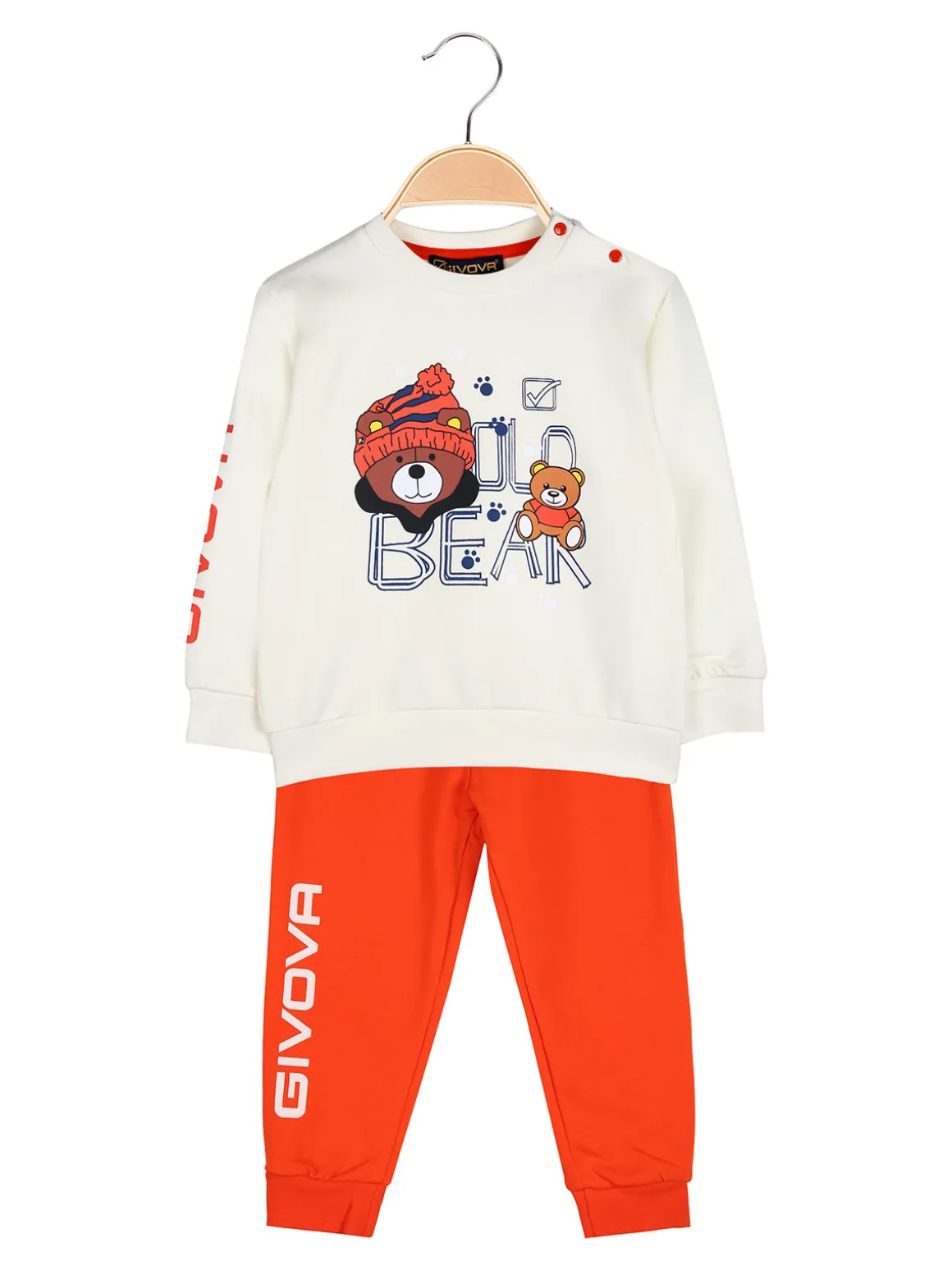 Givova Completo 2 pezzi da neonata con felpa e pantaloni tuta - rosso