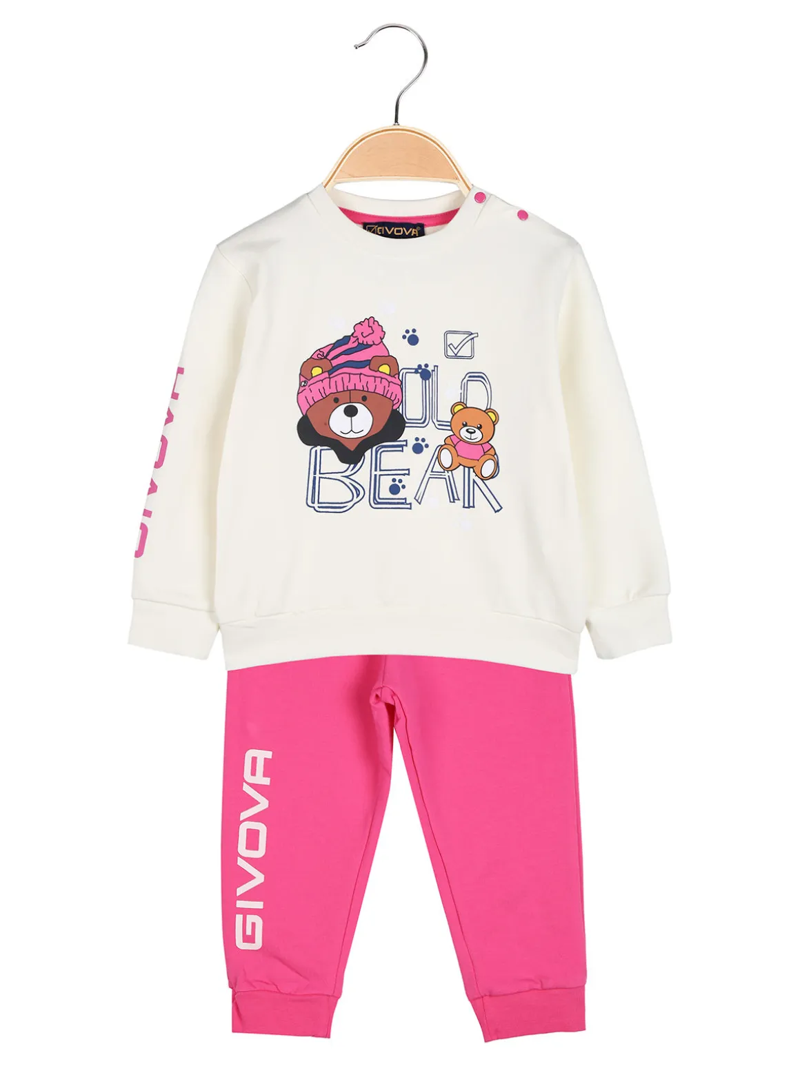 Givova Completo 2 pezzi da neonata con felpa e pantaloni tuta - fucsia