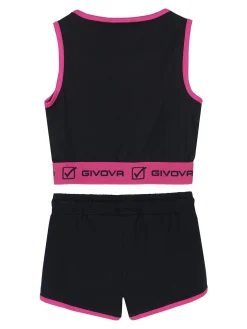 Givova Completo sportivo da ragazza con top e shorts - blu scuro