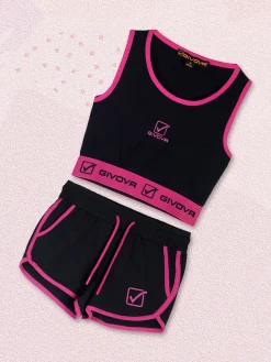 Givova Completo sportivo da ragazza con top e shorts - blu scuro