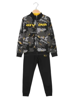 Givova Completo tuta da bambino felpato 2 pezzi con zip - grigio scuro