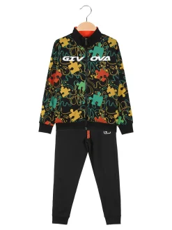 Givova Completo tuta da bambino felpato 2 pezzi con zip - verde