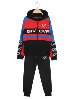 Givova Completo tuta da bambino con cappuccio e zip - rosso