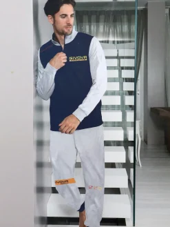 Givova Completo tuta da uomo full zip in cotone - blu scuro