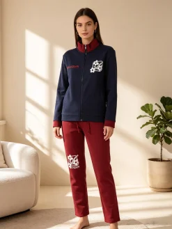 Givova Completo tuta felpata da donna full zip - blu scuro