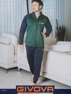 Givova Completo tuta felpata da uomo 2 pezzi full zip - verde
