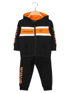Givova Completo tuta 2 pezzi da neonato con cappuccio e zip - nero