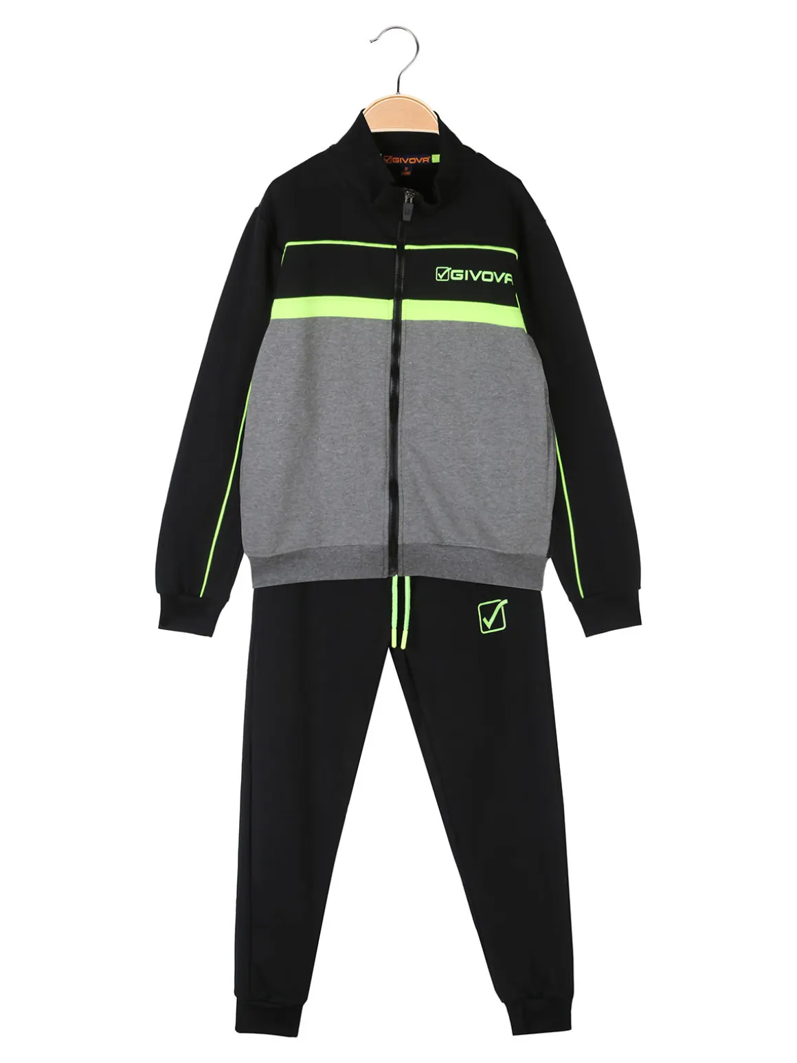 Givova Completo tuta 2 pezzi da bambino con zip - verde chiaro