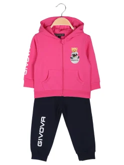 Givova Completo tuta 2 pezzi da neonata con cappuccio e zip - fucsia