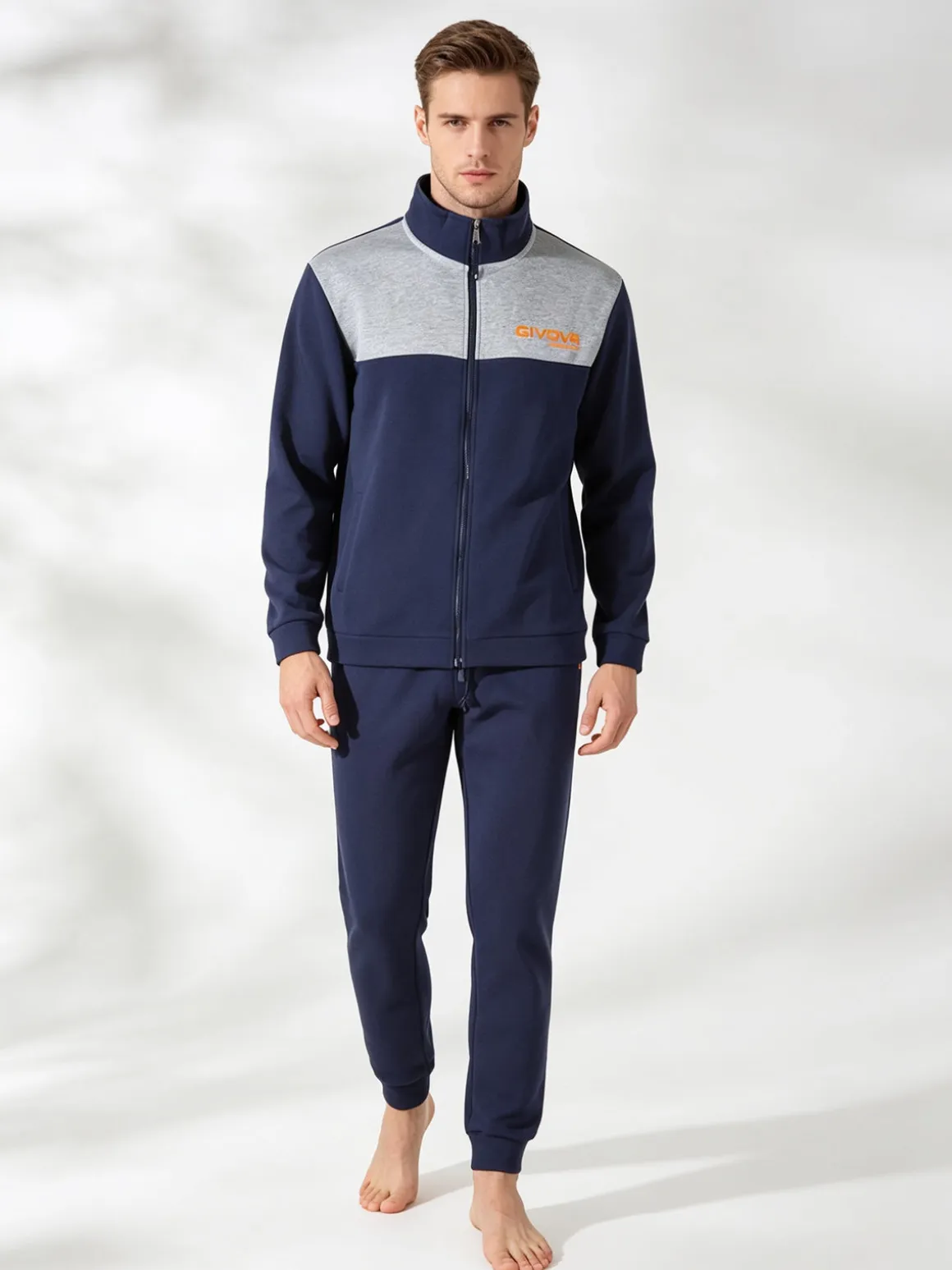 Givova Completo tuta 2 pezzi felpata da uomo full zip - grigio