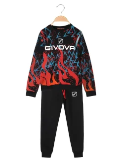 Givova Completo tuta 2 pezzi girocollo da bambino con logo - nero