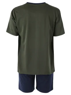 Givova Pigiama corto da uomo in misto cotone con logo - militare