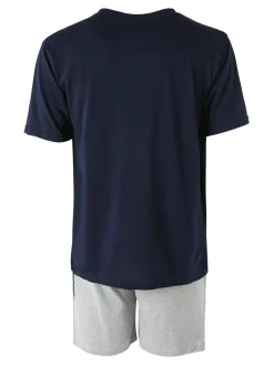 Givova Pigiama corto da uomo in misto cotone con logo - blu scuro