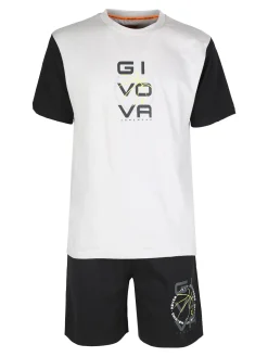 Givova Pigiama corto da uomo in cotone con t-shirt e bermuda