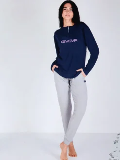 Givova Pigiama donna in cotone interlock - blu scuro
