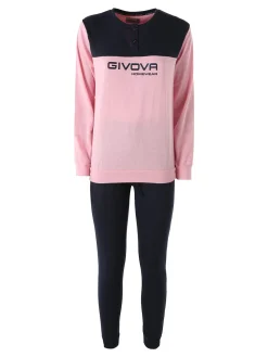 Givova Pigiama lungo da donna in misto cotone - blu scuro