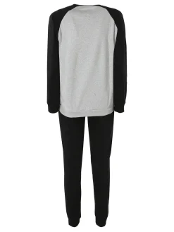 Givova Pigiama lungo da donna in cotone interlock con stampa - grigio