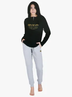 Givova Pigiama lungo da donna in cotone interlock con stampa - verde