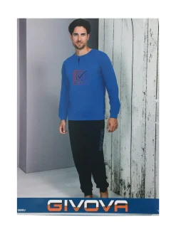 Givova Pigiama lungo da uomo in misto cotone - blu scuro