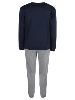 Givova Pigiama lungo da uomo in misto cotone interlock - blu scuro