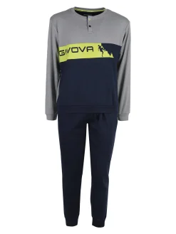 Givova Pigiama lungo da uomo in misto cotone intelock - mela