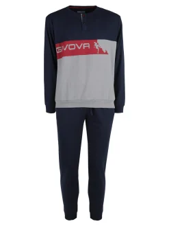 Givova Pigiama lungo da uomo in misto cotone intelock - rosso